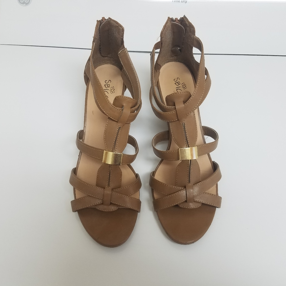 Sbicca leather wedge sandals, Size 9